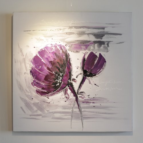 Schilderij paarse bloem