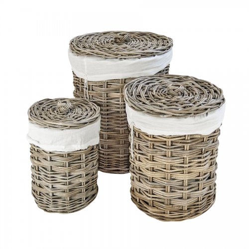 Wasmanden grey rotan rond
